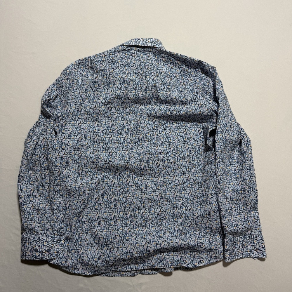 Johnston & Murphy Long Sleeve Button Down Shirt Mens L Blue Geometric Print - Picture 10 of 11